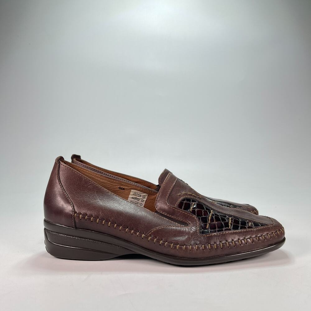 Spring Step Kathaleta Croco Maroon Leather Loafers Shoes Women's Sz US 9.5 EU 40